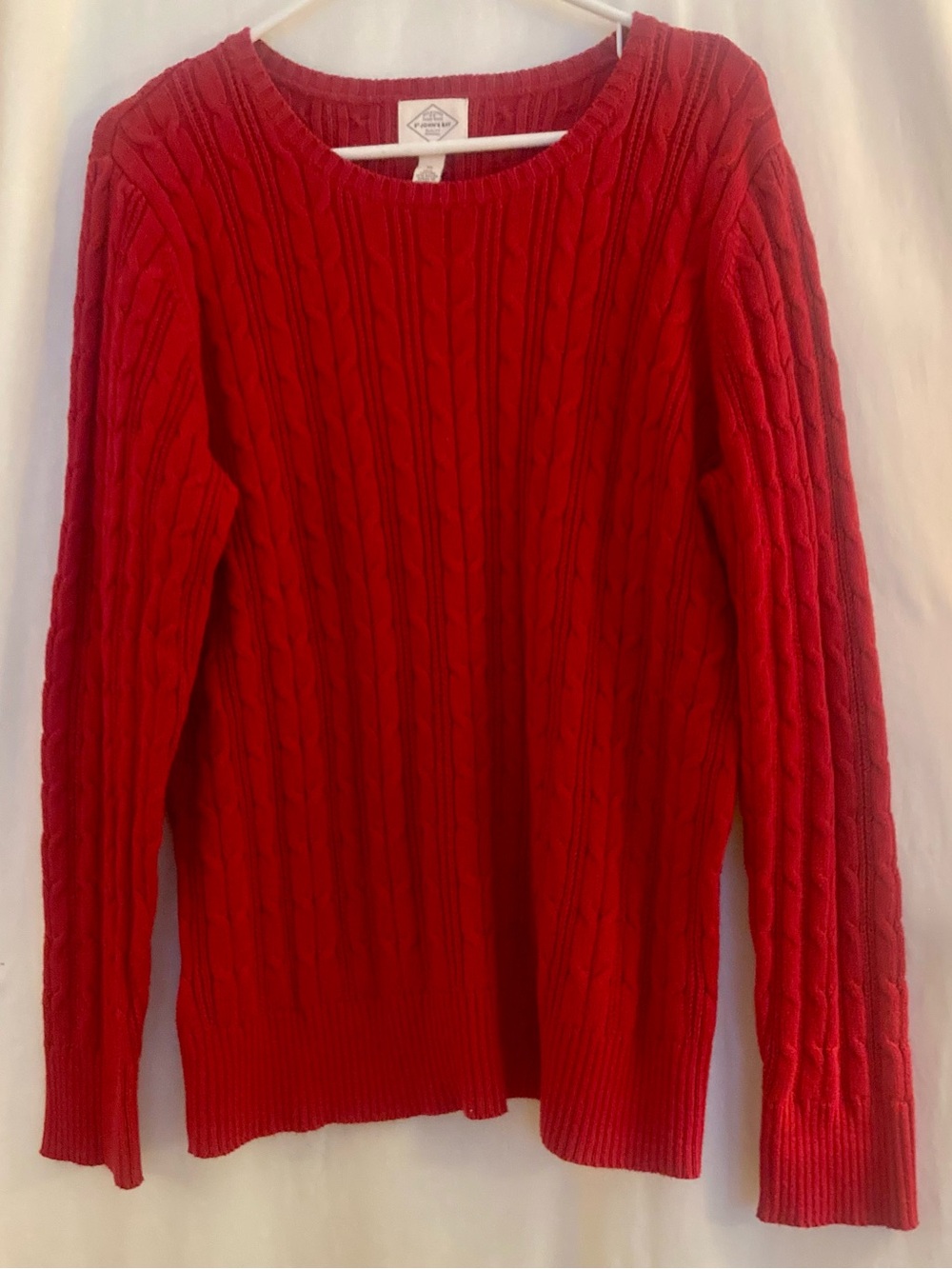 St. John's Bay Red Cable Knit Crewneck Sweater Size XL